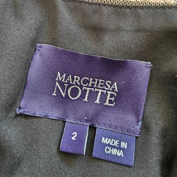 Marchesa Notte Floral Embroidered V-Neck Cape Flutter Sleeve Gown Size 2 - Picture 10 of 12